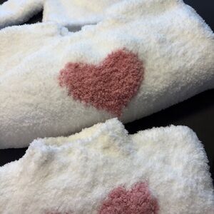 Chic White Cardigan with Pink Heart Detail